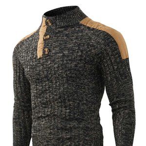 Casual Dark Gray Men's Frill Trim Sweater